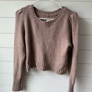 Maeve by Anthropologie women’s cropped puff sleeve sweater size small mauve